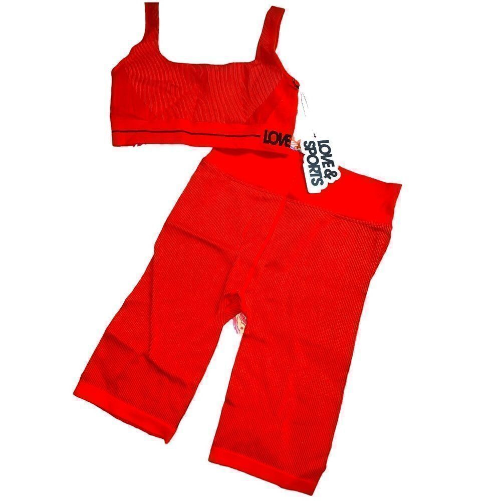 Love & sports Red seamless Ribbed set